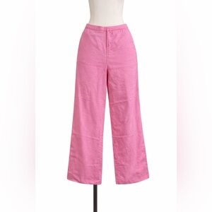 H&M Pink Linen Blend Wide Leg Cropped Pants